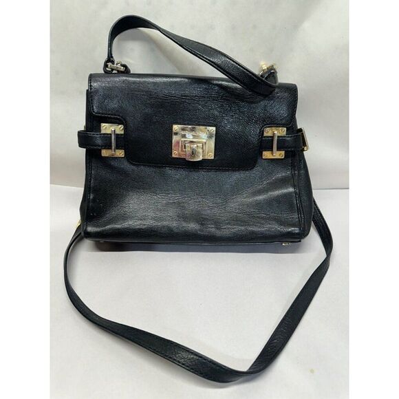 Michael Kors Ava Black Leather Handbag Crossbody Gold Hardware - Picture 1 of 9